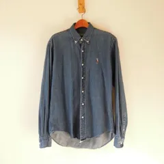 ポロ ラルフローレン デニム BDシャツ ポニー刺繍 背中ペイントリメイク シンガポール製 キッズ 20（w-2265）