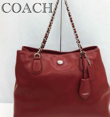 COACH コーチ レザー トートバッグ レッド レディース S レッド  レディース 鞄