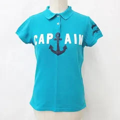 パーリーゲイツ PEARLY GATES Jack Bunny ジャックバニー ゴルフ スポーツウェア ポロシャツ 半袖 ワッペン ブルー ホワイト 青 白 0