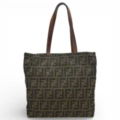 フェンディ ズッカ柄 ロゴ トートバッグ ブラウン Bランク fe2624cc