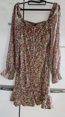 フラワーシフォンロングワンピース花柄