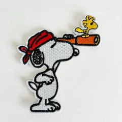 SNOOPY スヌーピー バードウォッチング アイロンワッペン 刺繍ワッペン アップリケ 入園準備 入学準備