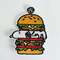 SNOOPY スヌーピー ハンバーガー アイロンワッペン 刺繍ワッペン アップリケ 入園準備 入学準備