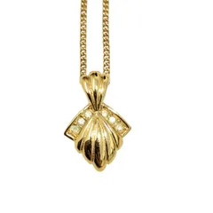 Christian Dior シェルモチーフ ネックレス ゴールド ラインストーン ヴィンテージ ペンダント