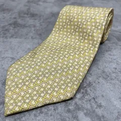 【GUCCI】グッチ GG柄ネクタイ GGモチーフ シルク100% メンズ イタリア製 ベージュ 薄茶色 イエロー 黄色 GG柄 ビジネスネクタイ ブランドネクタイ 総柄デザイン
