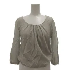 アンタイトル UNTITLED タグ付き ブラウス 2 シルバー色 銀色 ラウンドネック ギャザー 七分袖 /SC ■GY61