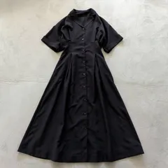 センスオブプレイス SENSE OF PLACE シャツワンピース ロング 濃紺 Aライン 洗える ウエストゴム 美品 春夏