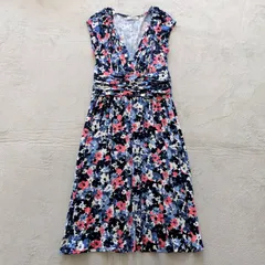 EGERIE エジェリ パリス ワンピース 花柄 T1 フランス製 ストレッチ ひざ丈 総柄 きれいめ 上品 美品 送料無料