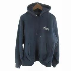 チャンピオン CHAMPION 00s L premium reverse プレミアム リバースウィーブ 両面 企業 ロゴ プリント スウェット フード パーカー ヴィンテージ オールド