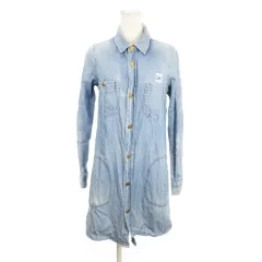 リー LEE × チャオパニック ティピー CIAOPANIC TYPY デニムシャツワンピース ひざ丈 長袖 ウォッシュ加工 M 青 ライトブルー /AH12 ■GY61