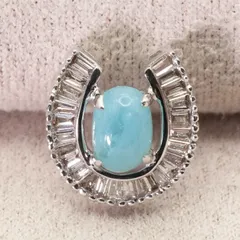 鑑別書付 K18WG パライバトルマリン×ダイヤ 馬蹄 トップ/25-1795保