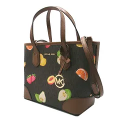 【新品】マイケルコース 35S6GV0T0V BROWN (ブラウン) バッグ トートバッグ MICHAEL KORS EVA MKシグネチャー キャンバス フルーツ プリント メタルロゴ コンバーチブル エクストラスモール 2WAY アウトレット レディース