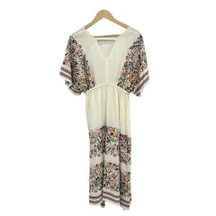 グレースコンチネンタル ワンピース サイズ36 S レディース - アイボリー×レッド×マルチ Vネック/半袖/マキシ丈/花柄/刺繍