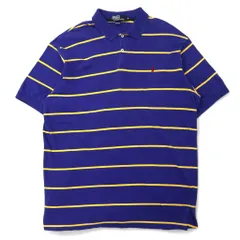 Polo by Ralph Lauren USA製 90年代 ボーダー ポロシャツ XL ブルー コットン スモールポニー 刺繍