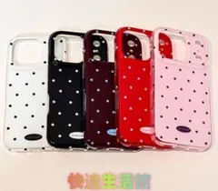 シンプル ドット柄 丸型フレーム 二重構造 iPhone 17 Pro Max ケース iPhone 16 新作 保護カバー iPhone 15 / 14 / 13 対応zh0321