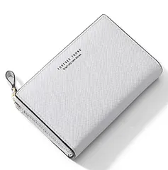 [Kugusa] 財布 二つ折り レディース コンパクト PUレザー カード10枚収納 L字ファスナー 小銭入れ お札が折れない 専用化粧箱付き かわいい(ライトグレー)po