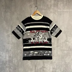 カステルバジャック スポーツ Tシャツ 3 L ゴルフウェア メンズ ブラック ボーダー 家紋 希少 総柄 半袖 CASTELBAJAC プリント 大きいサイズ コットン 綿 春夏 派手 古着のサムネイル