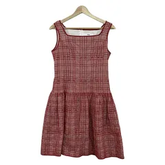 Rene(ルネ) ワンピース サイズ36 S レディース美品  - レッド×白 ノースリーブ/ひざ丈/メッシュ生地