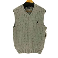 ポロバイラルフローレン Polo by RALPH LAUREN PIMA COTTON ポニー刺繍 ケーブル編み ニットベスト メンズ import：L 