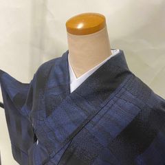 全工程日本製 証紙あり有松絞り板締め雪花絞り染め 浴衣 藍鼠 ぼかし広