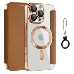 Casesmo iPhone 16 Pro Max ケース 手帳型 背面クリアいphone16 Pro Max ケースMagsafe対応 手帳 可愛いアイホン16プロマックス ケース 耐衝撃 カード収納 背面 手帳型 スマホケースワイヤレス充電対応 カード 1