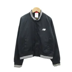 ニューバランス NEW BALANCE ブルゾンジャケット 上着 ミドル丈 M 黒 ロゴプリント /SY67 ■ECD002
