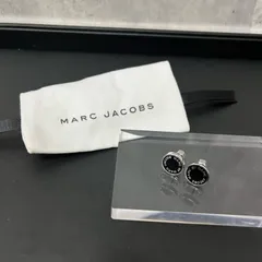 【MARC JACOBS】マークジェイコブス ロゴ入りラウンドピアス メンズ レディース シルバー 銀色 ブラック 黒色 ブランドロゴ サークルデザイン カジュアルアクセサリー モード系 ユニセックス　保存袋付き