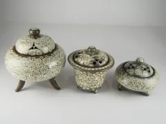 【USED/B】香炉3点セット！ 花柄 菊