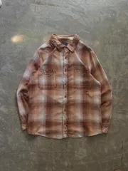 PLACE チェック 長袖シャツ ダブルポケット XXL/TTG 茶系