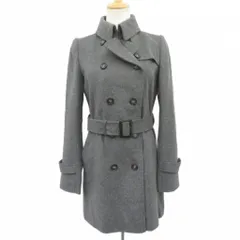 SANYO コート ロング丈 38 グレー ダブルブレスト ベルト付き /SM1 ■ECA002