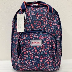 Y956　Cath Kidston　キャスキッドソン　タグ付き　リュックサック　リュック　ネイビー　レディース　花柄　フラワー　レッド　コーティング　シンプル　きれいめ　カジュアル　PC収納　PCポケット