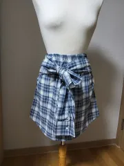 CHECK ミニ スカート ブルー