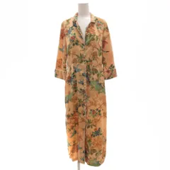 ザラ トラファルック ZARA Trafaluc シャツワンピース S マキシ ロング サテン 花がら ベージュ /JS ■ECA001
