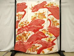 平和屋着物■豪華振袖　駒刺繍　絞り　御所車花文　金彩　正絹　逸品　CABE3767dy