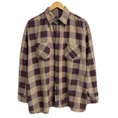 SAUGATUCK プリネル ネルシャツ コットンシャツ チェック柄 ポケット付き 長袖シャツ バーガンディ×ベージュ XLサイズ No.P060