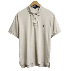 Polo Ralph Lauren ポロ ラルフローレン ポロシャツ 半袖 ワンポイントロゴ 刺繍 アイボリー オフホワイト Mサイズ No.P062