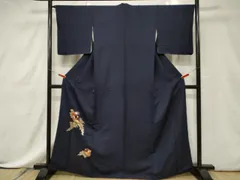 平和屋着物■色留訪問着　総刺繍　駒刺繍　尾長鳥花丸文　正絹　逸品　CABE3800dy