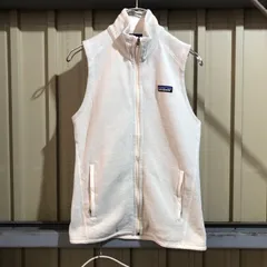 2291 patagonia フリースベスト ホワイト XS パタゴニア フルジップ ワンポイント 刺繍ロゴ フリースジャケット 古着卸 アメリカ仕入