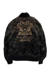 VANSON MA-1 フライト ジャケット ワッペン 刺繍 ブラック XL VANSON MA-1 フライトジャケット ボア ワッペン 刺繍 ブラック M