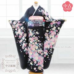 新品【桜地紋☆振袖】トールサイズ ブラック×ラベンダー×ピンク - メルカリ