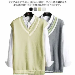 ニット ベスト メンズ Vネック ノースリーブ 厚手 暖かい カジュアル おしゃれ レイヤード 重ね着 春夏 秋冬 大きいサイズ 洗える