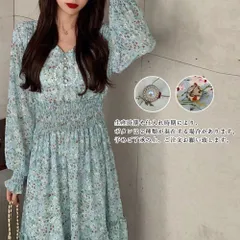 ロングワンピース ウエストシャーリング 花柄 上品 Vネック 長袖 リゾートワンピース レジャー 旅行 ウエストマーク Aラインワンピース 春夏秋 きれいめ 体型カバー 韓国 袖フリルワンピース 大人 サマーワンピース 着やせ