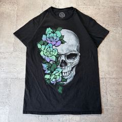 CIVARIZE シヴァーライズスカル(髑髏)と花柄グラフィックTシャツ 