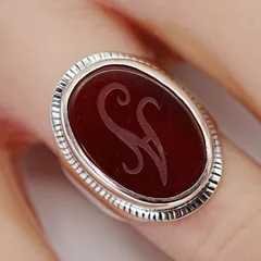 アガット A&S シグネット リング レッド シルバー/24-5511S