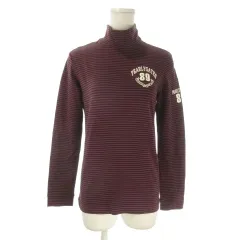 パーリーゲイツ PEARLY GATES ハイネックカットソー 1 紫 パープル ストライプ柄 ロゴ 長袖 ゴルフ /AO17 ■GY61