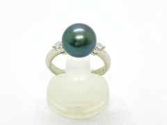 リング 黒蝶タヒチ11-12mmK18YG ダイヤモンドD0.18ct - メルカリ