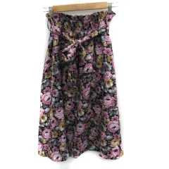 マジェスティックレゴン MAJESTIC LEGON フレアスカート ロング丈 花柄 リボン M マルチカラー ピンク 黒 ブラック /SM30