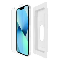 Belkin iPhone 16e /14 / 13 / 13 Pro 用 保護ガラスフィルム 強化ガラス 日本AGC旭硝子製 抗菌 0.33mm 簡単取付キット付き