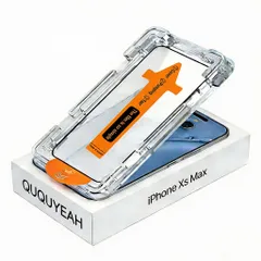 【初心者にも簡単】iPhone Xs Max用強化ガラススクリーンプロテクター、2枚パック、取り付けガイドフレーム付き、自己粘着性、貼り付け簡単、指紋防止、飛散防止、iPhone Xs Maxに対応、傷防止、高い光透過率。