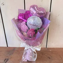 シャイニーピンクハートバルーンcongratulationブーケソープフラワー